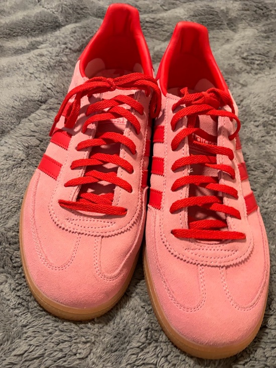 adidas Shoes - adidas Pink and Red Suede Low-Top Sneakers